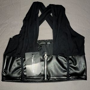 Black Underbust Strap Detail Crop